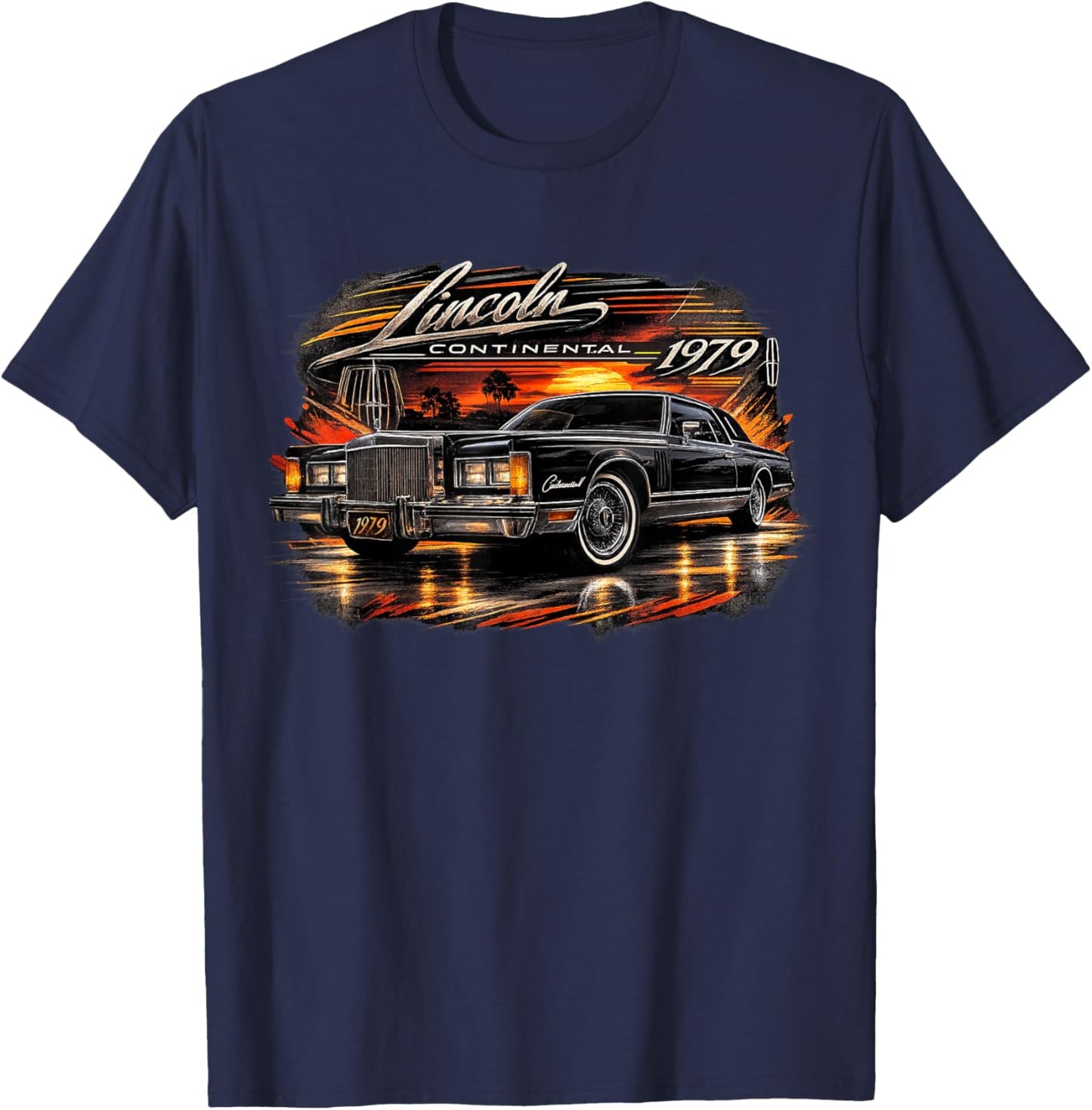 1979 Lincoln Continental Retro T-Shirt - T-Shirt | Navy