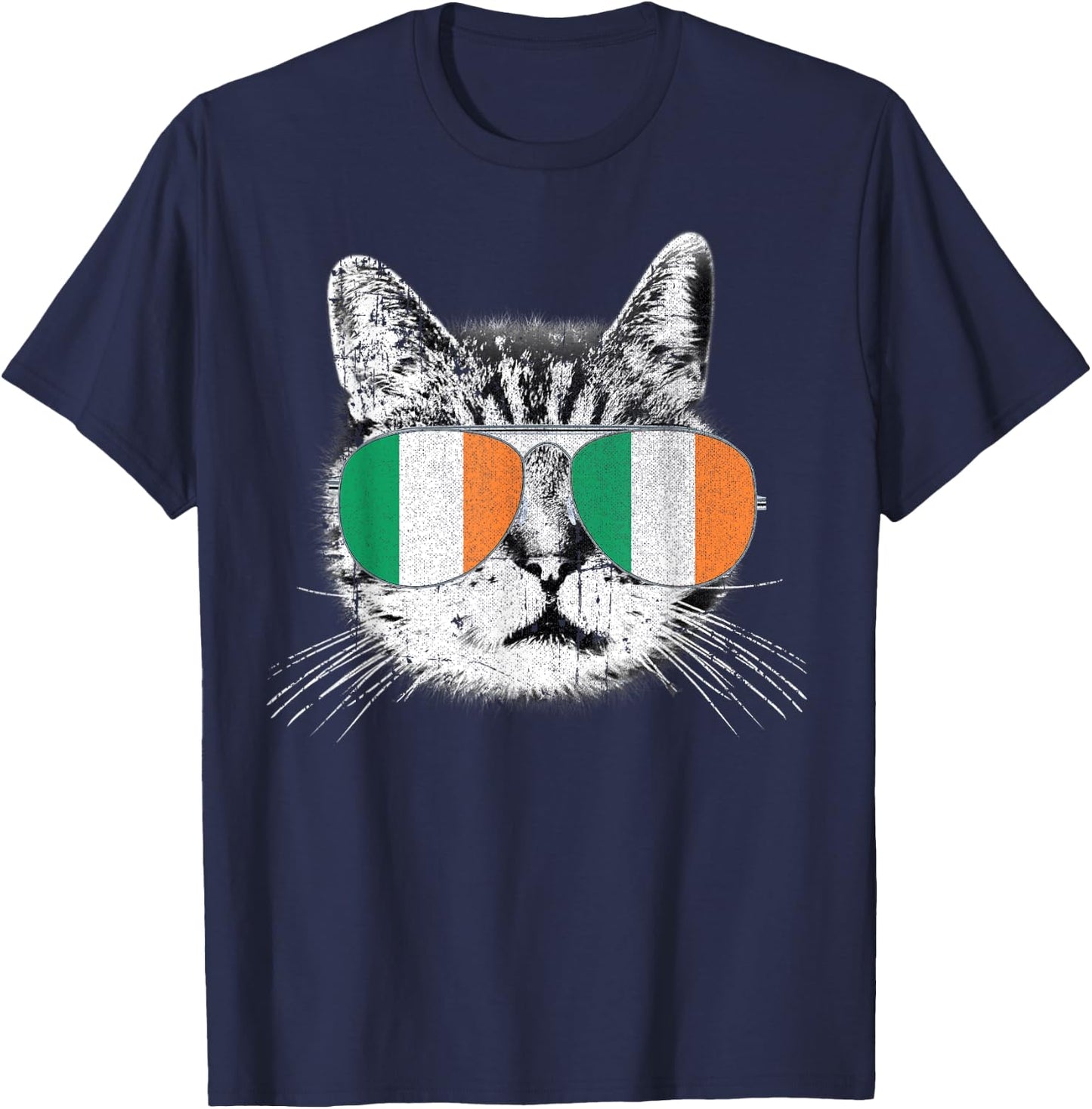 St. Patrick's Day T Shirt Cat Irish Flag Ireland Men Women T-Shirt - T-Shirt | Navy