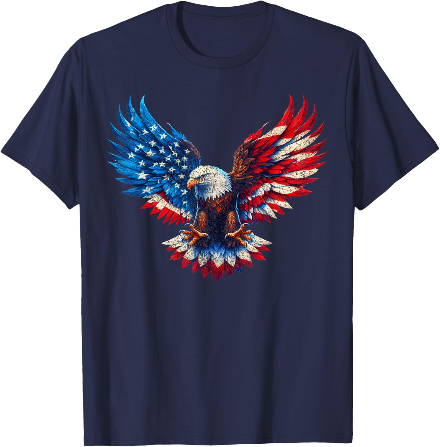 American Flag Bald Eagle Patriotic Eagle 4th of July USA T-Shirt - T-Shirt | Navy