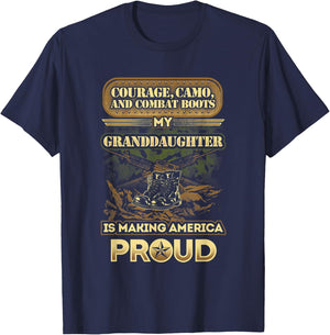 My Granddaughter Is A Soldier - Proud Military Grandparent T-Shirt - T-Shirt | Navy