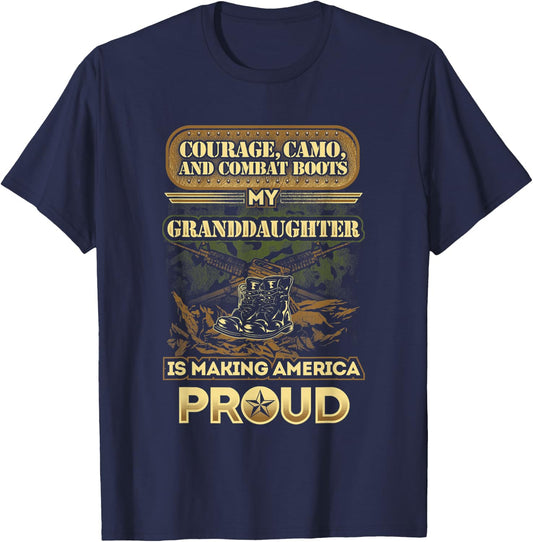 My Granddaughter Is A Soldier - Proud Military Grandparent T-Shirt - T-Shirt | Navy