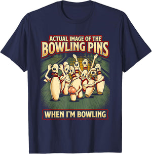 Actual Image of The Bowling Pins When I’m Bowling T-Shirt - T-Shirt | Navy
