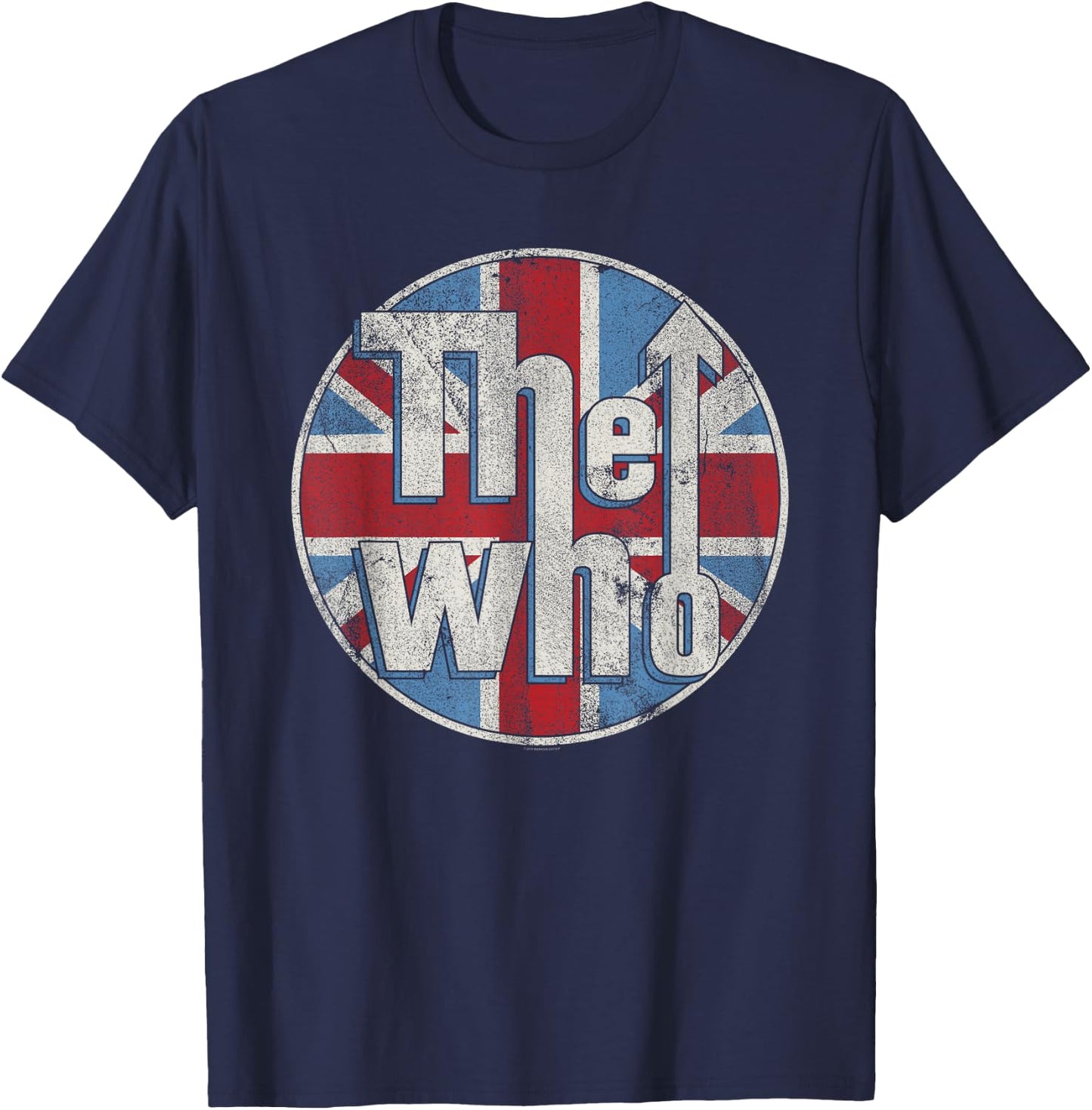 The Who Official Distressed Union Jack Circle Logo Short Sleeve T-Shirt - T-Shirt | Navy
