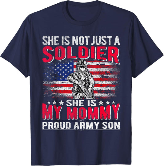 My Mommy Is A Soldier Hero Proud Army Son Military Child T-Shirt - T-Shirt | Navy