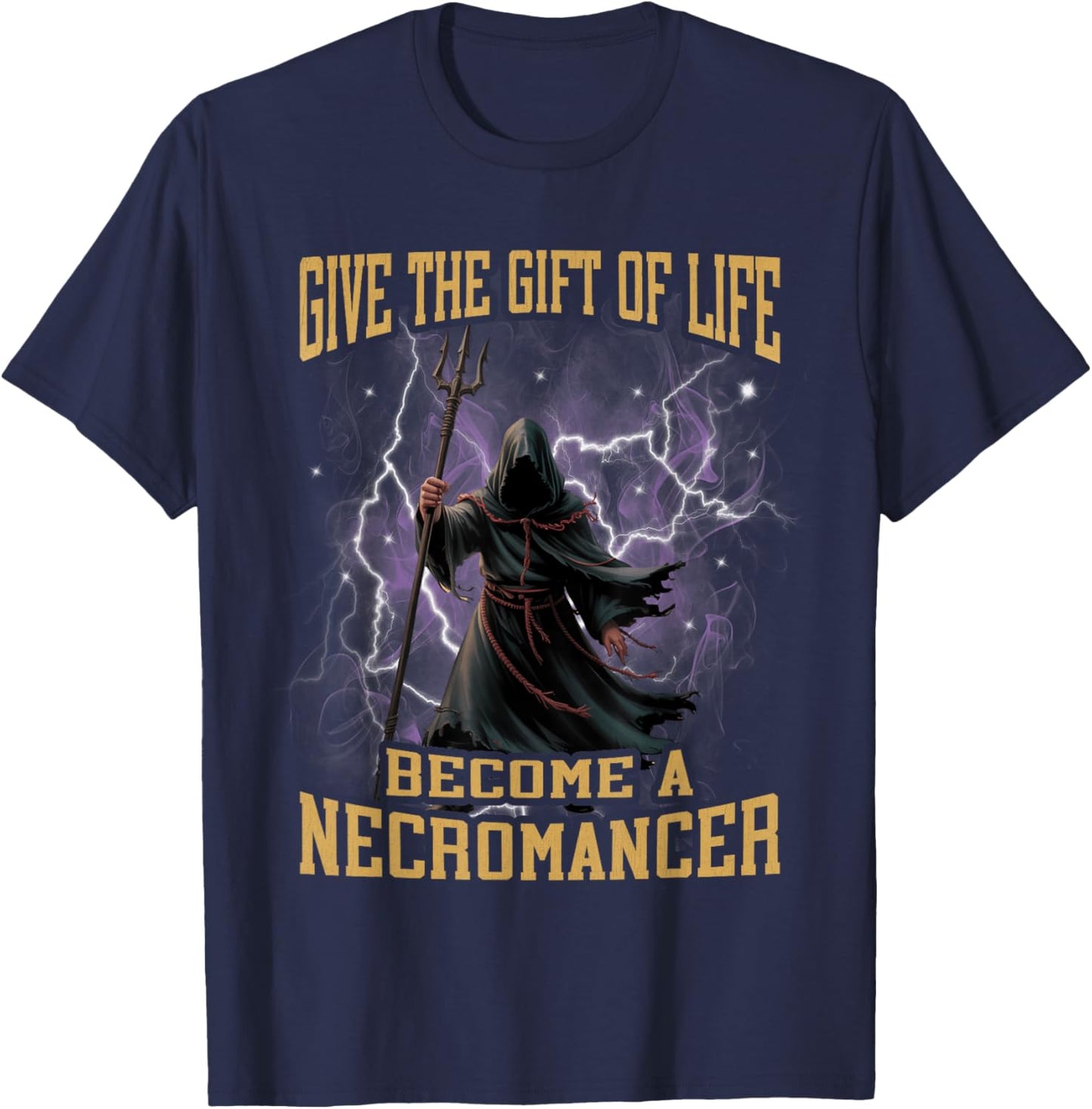 Become A Necromancer Funny Hard Meme Bootleg T-Shirt - T-Shirt | Navy