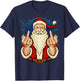 Santa Middle Finger Flip Off | St. Nick Christmas Profanity T-Shirt - T-Shirt | Navy