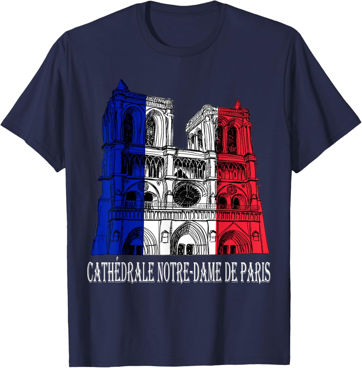 Paris France Notre-Dame Cathedral T-Shirt - T-Shirt | Navy