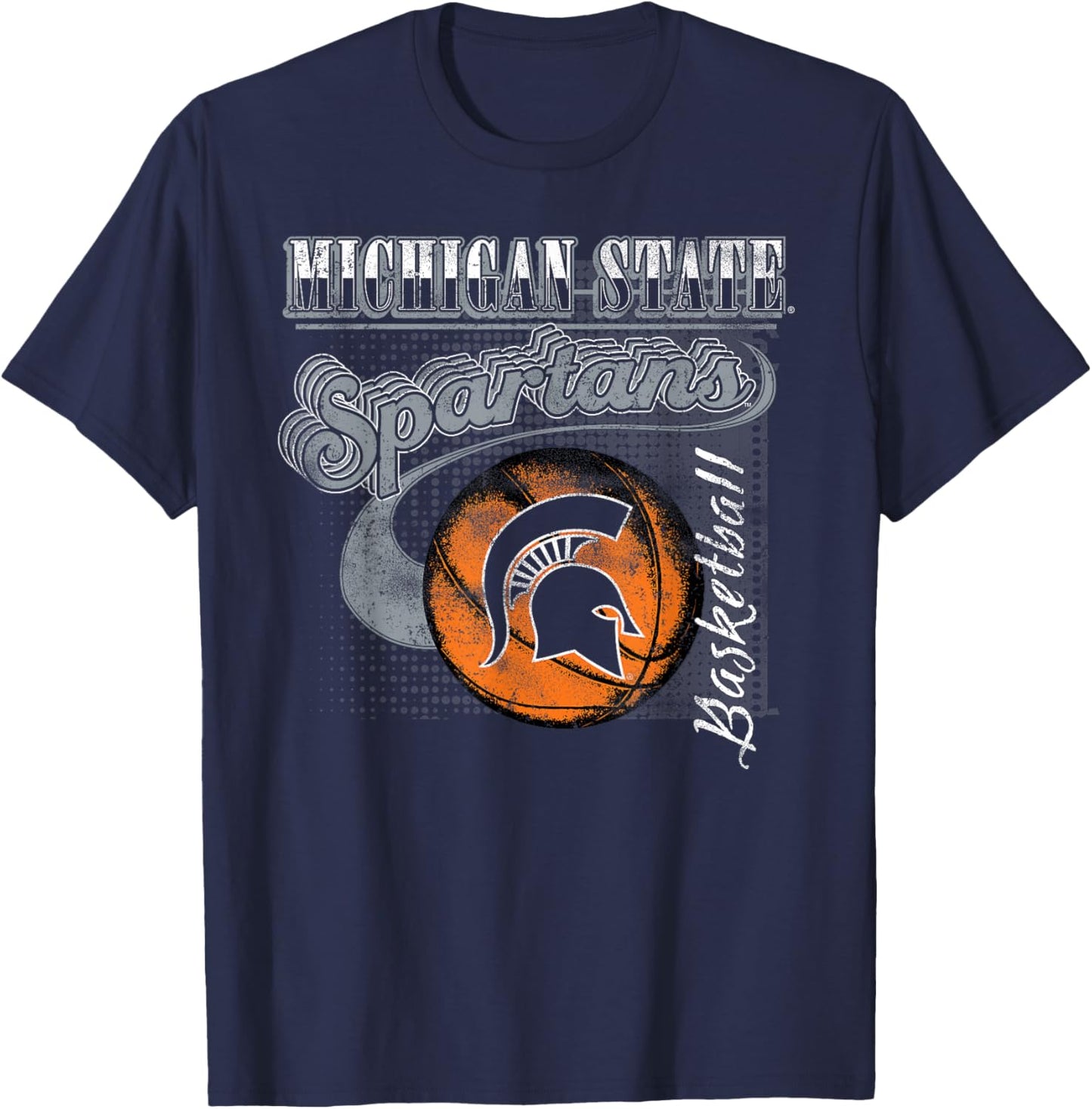 Michigan State Spartans Basketball Retro Green T-Shirt - T-Shirt | Navy