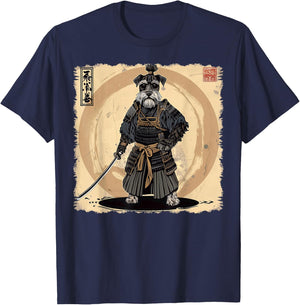 Schnauzer Dog Japanese Art Samurai Ukiyo-e Vintage T-Shirt - T-Shirt | Navy