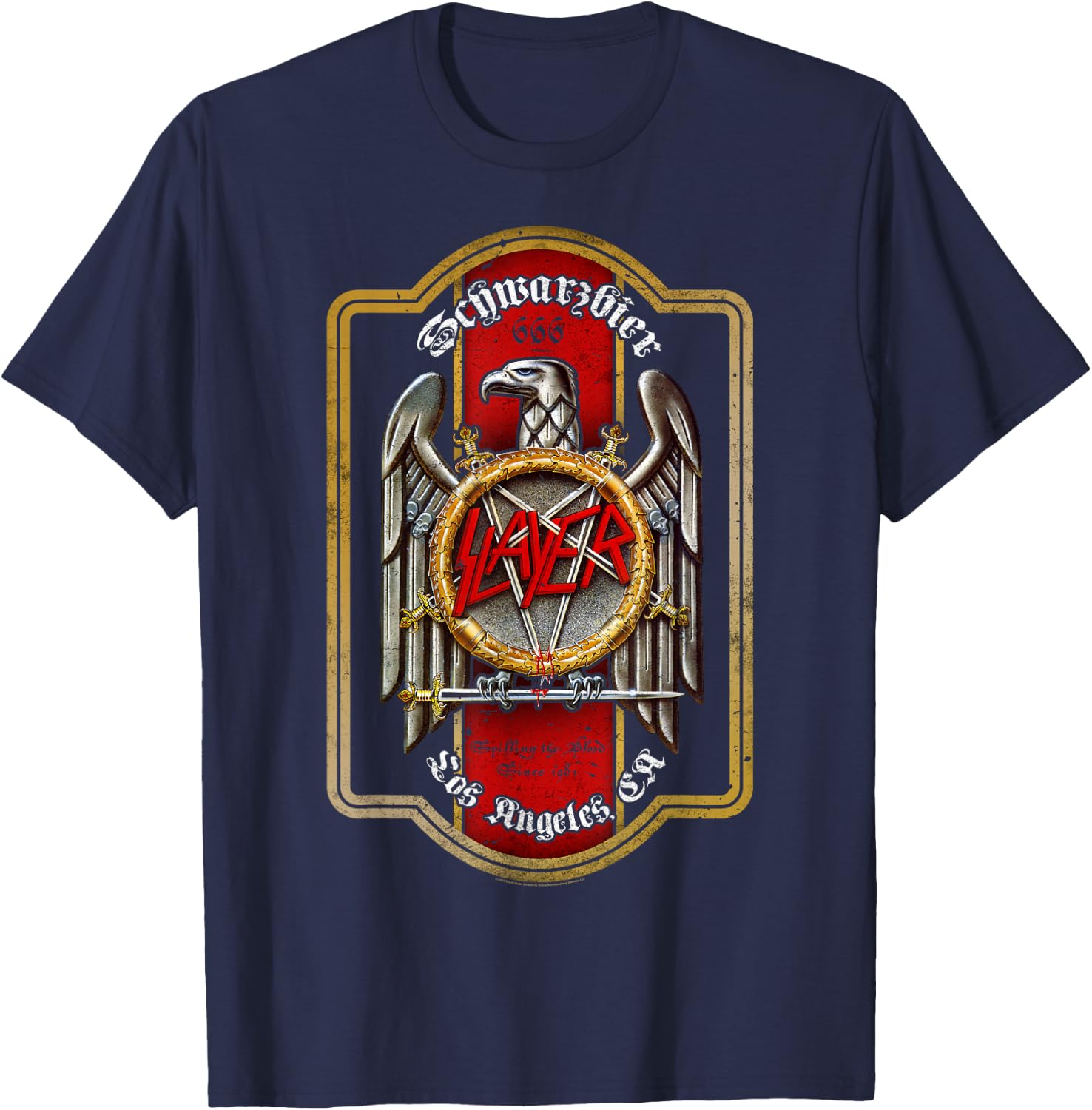 Slayer - Beer Label T-Shirt - T-Shirt | Navy