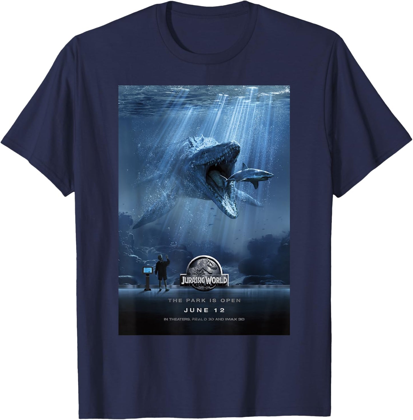 Jurassic World Mosasaurus Movie Poster Graphic T-Shirt - T-Shirt | Navy