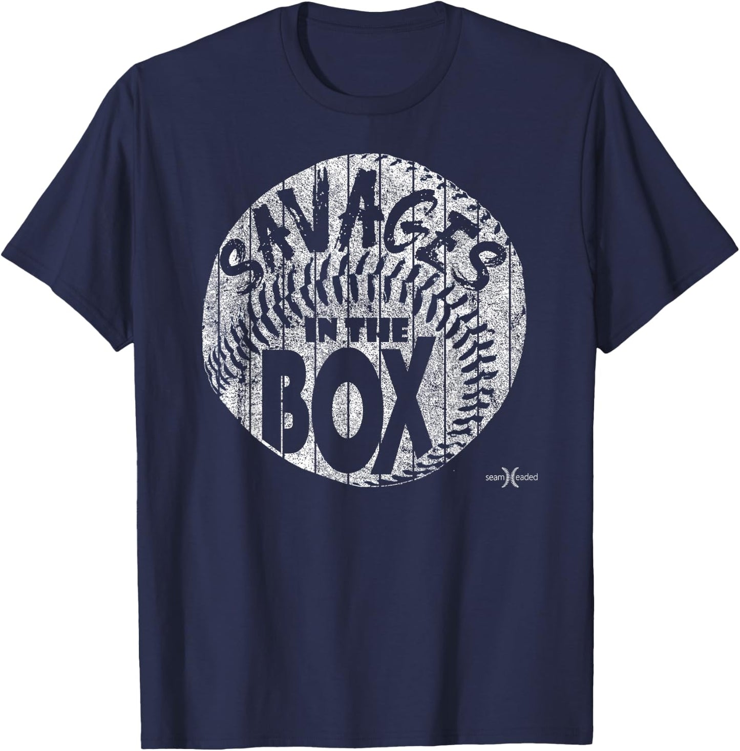 Vintage Savages in the Box Baseball T-Shirt - T-Shirt | Navy