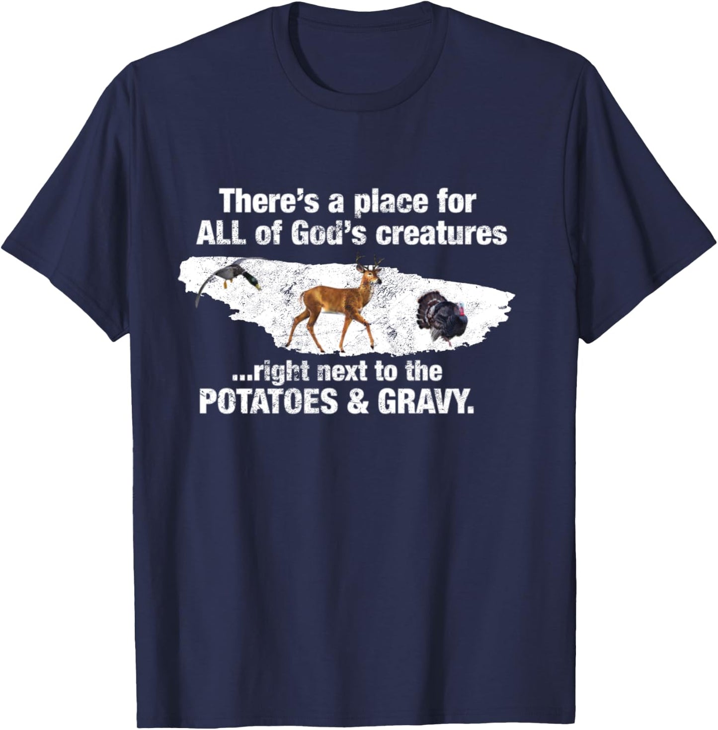 A Place For All God's Creatures Funny Tasty Animals Shirt T-Shirt - T-Shirt | Navy