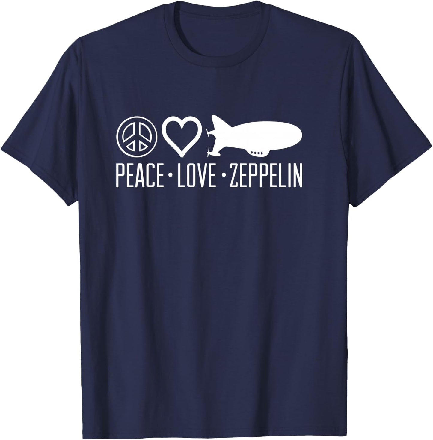 Peace Love Zeppelin Airship Retro Fans T-Shirt - T-Shirt | Navy