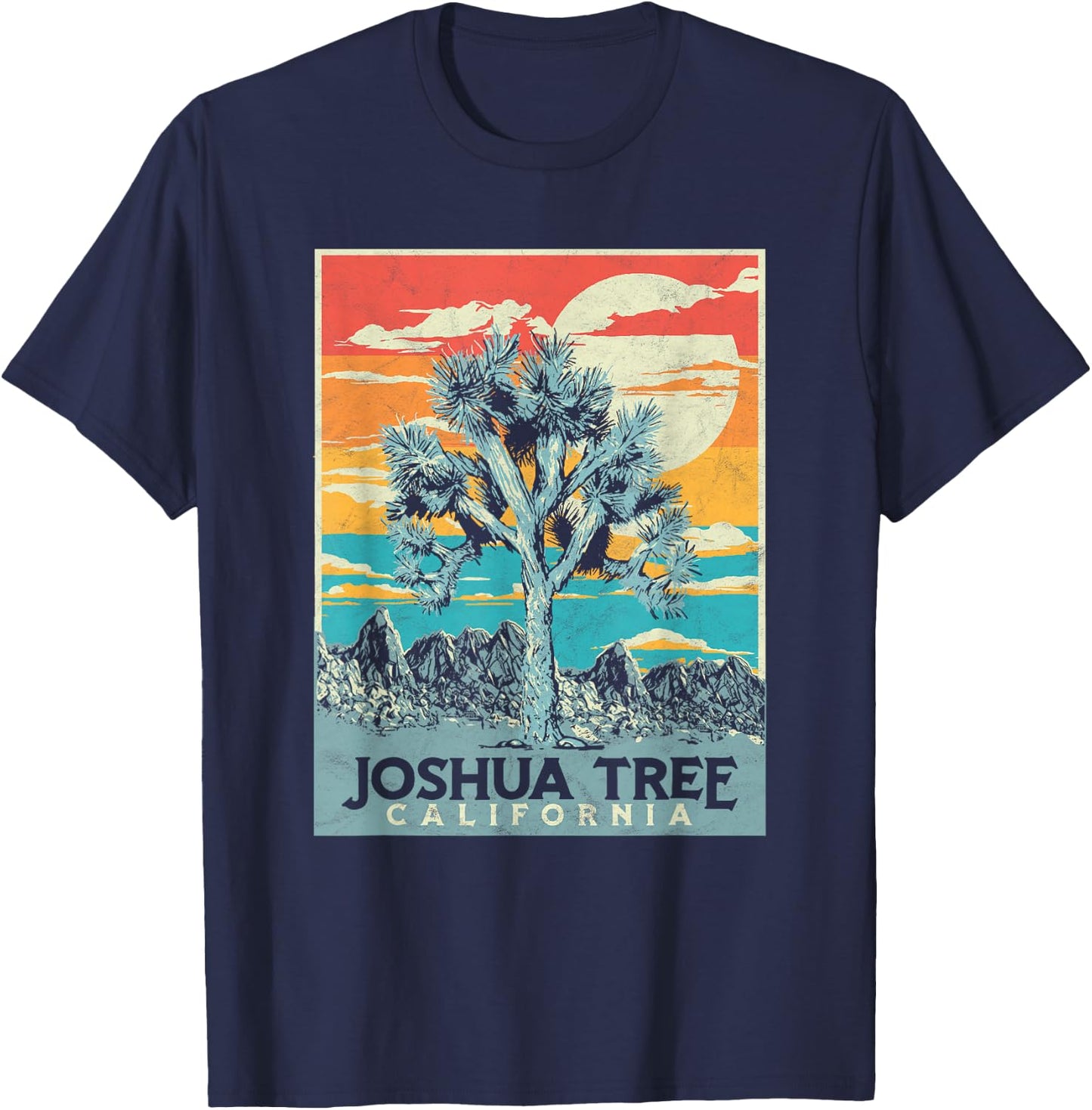 Joshua Tree National Park Vintage Artistic Graphic Design T-Shirt - T-Shirt | Navy