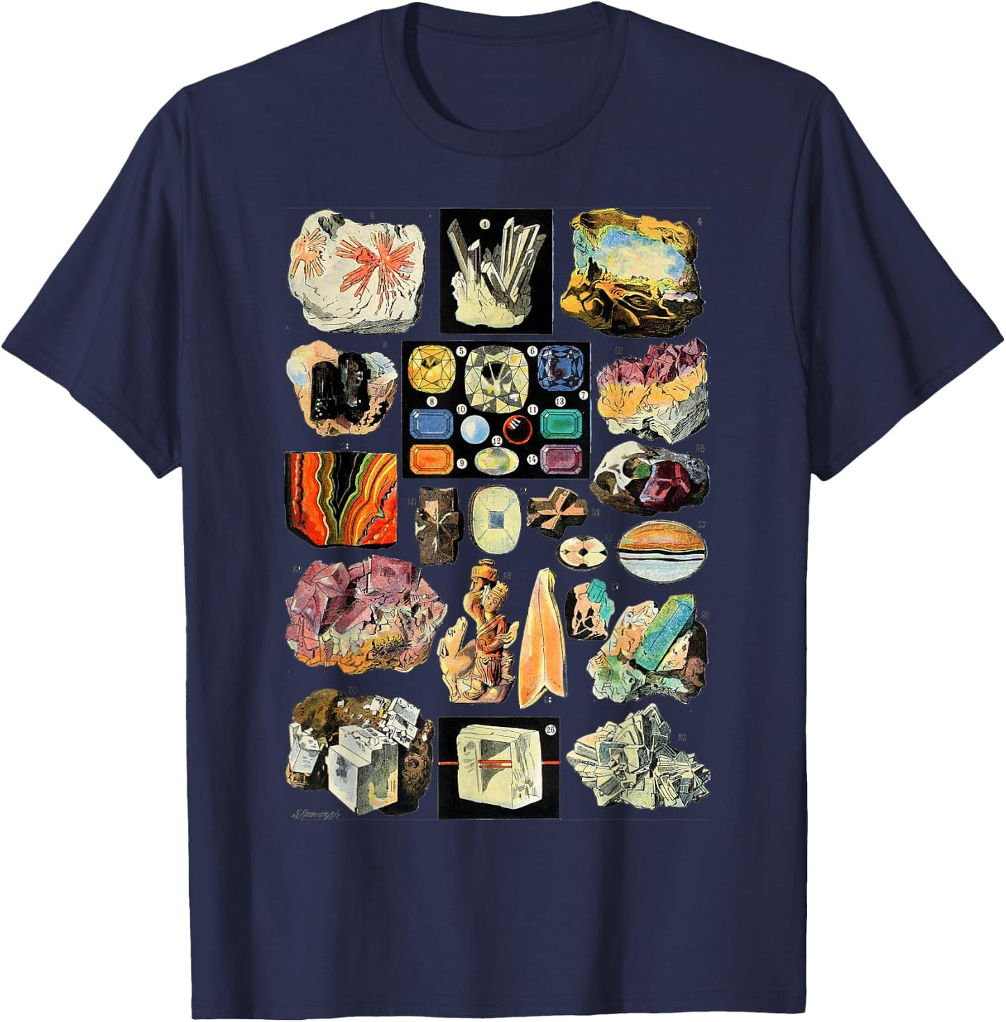Minerals Gemstones and Crystals Rock Collecting Geology T-Shirt - T-Shirt | Navy