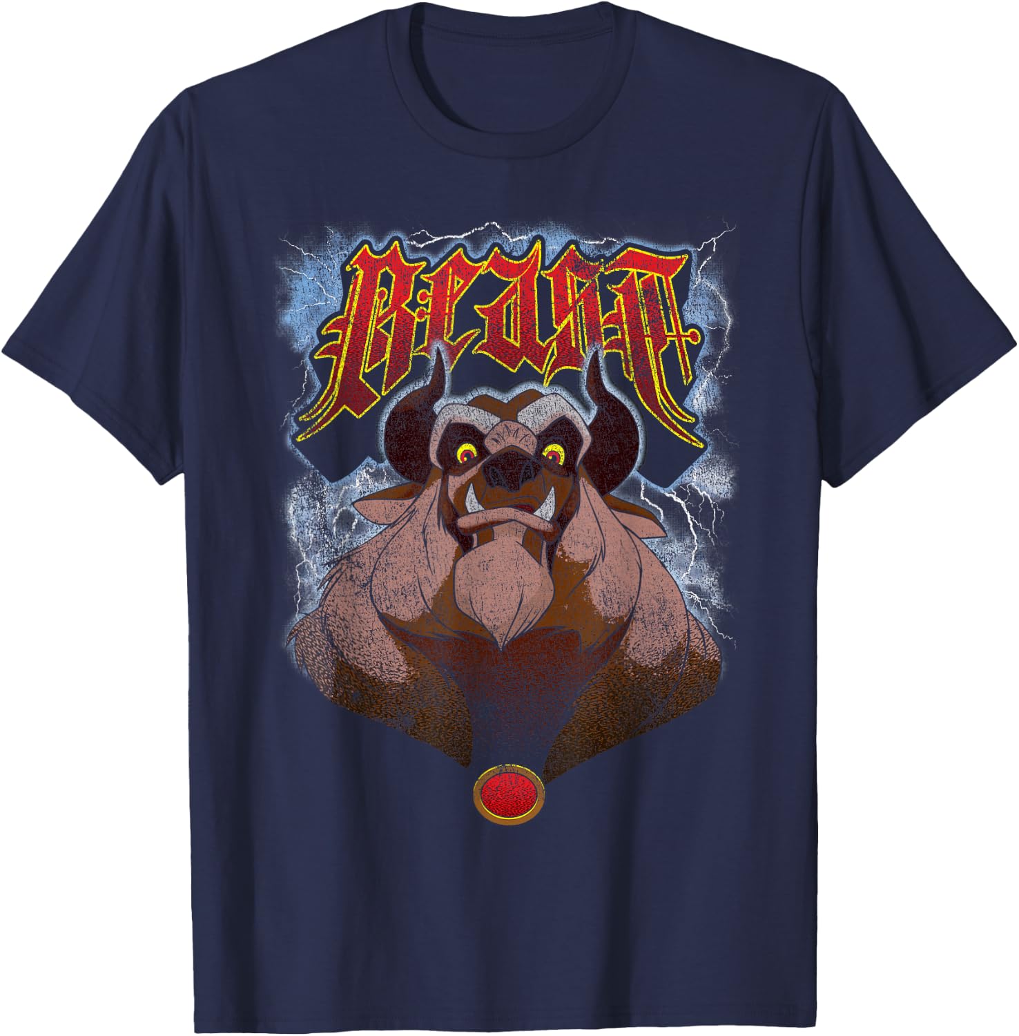 Disney Beauty and The Beast Angry Beast Portrait Small T-Shirt - T-Shirt | Navy
