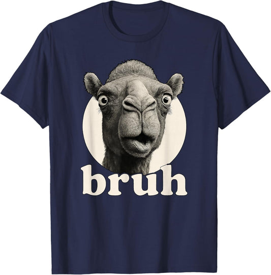 Funny Camel Bruh Humor Meme Zoo Day Boys Girls T-Shirt - T-Shirt | Navy