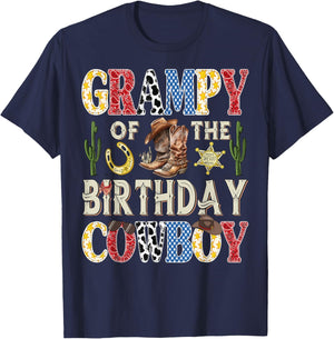 Grampy of The Birthday Cowboy Western Rodeo Grampy T-Shirt - T-Shirt | Navy