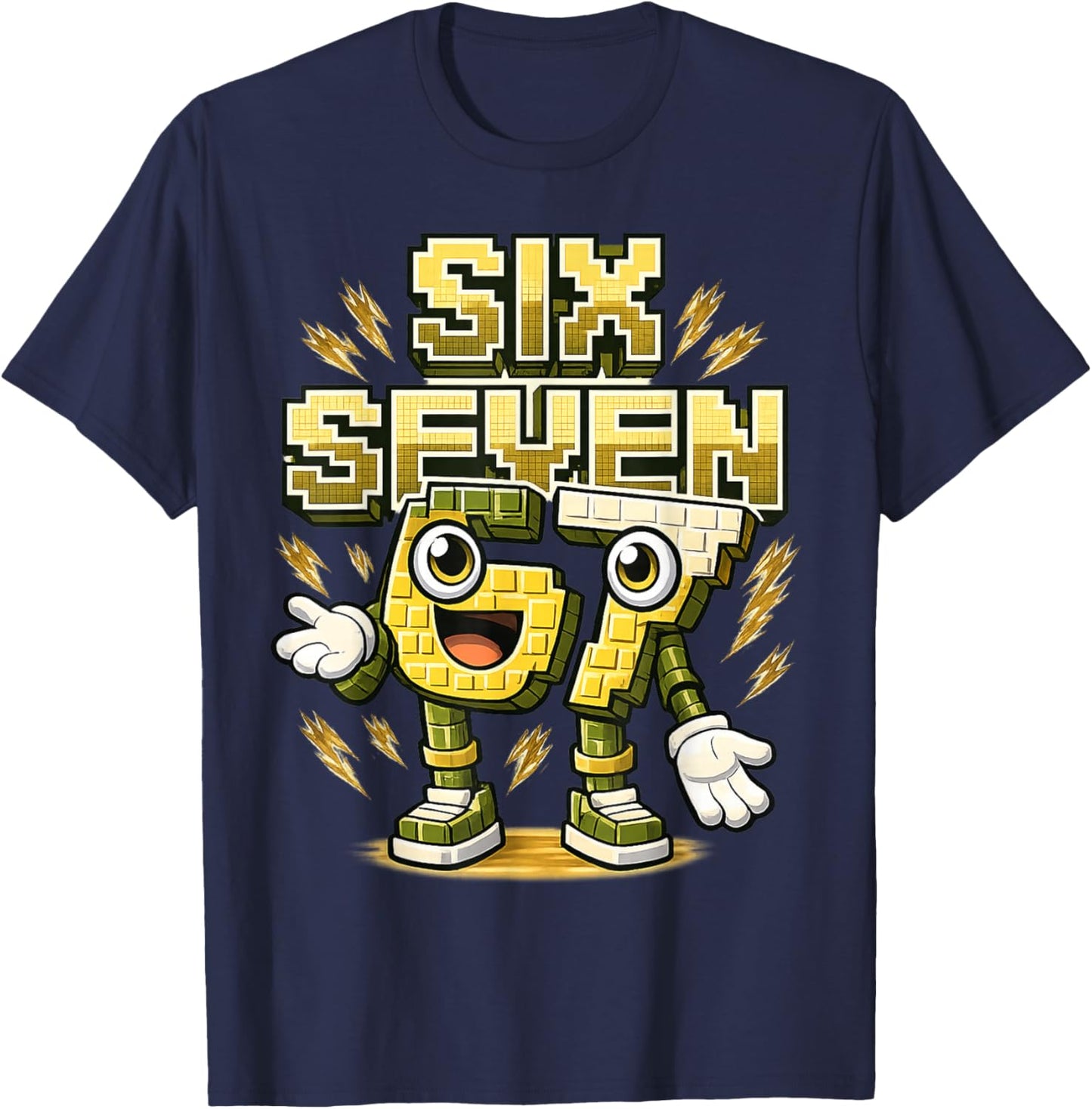 I was 6 Now I'm Six 7 Seven Years Brainrot Birthday T-Shirt - T-Shirt | Navy