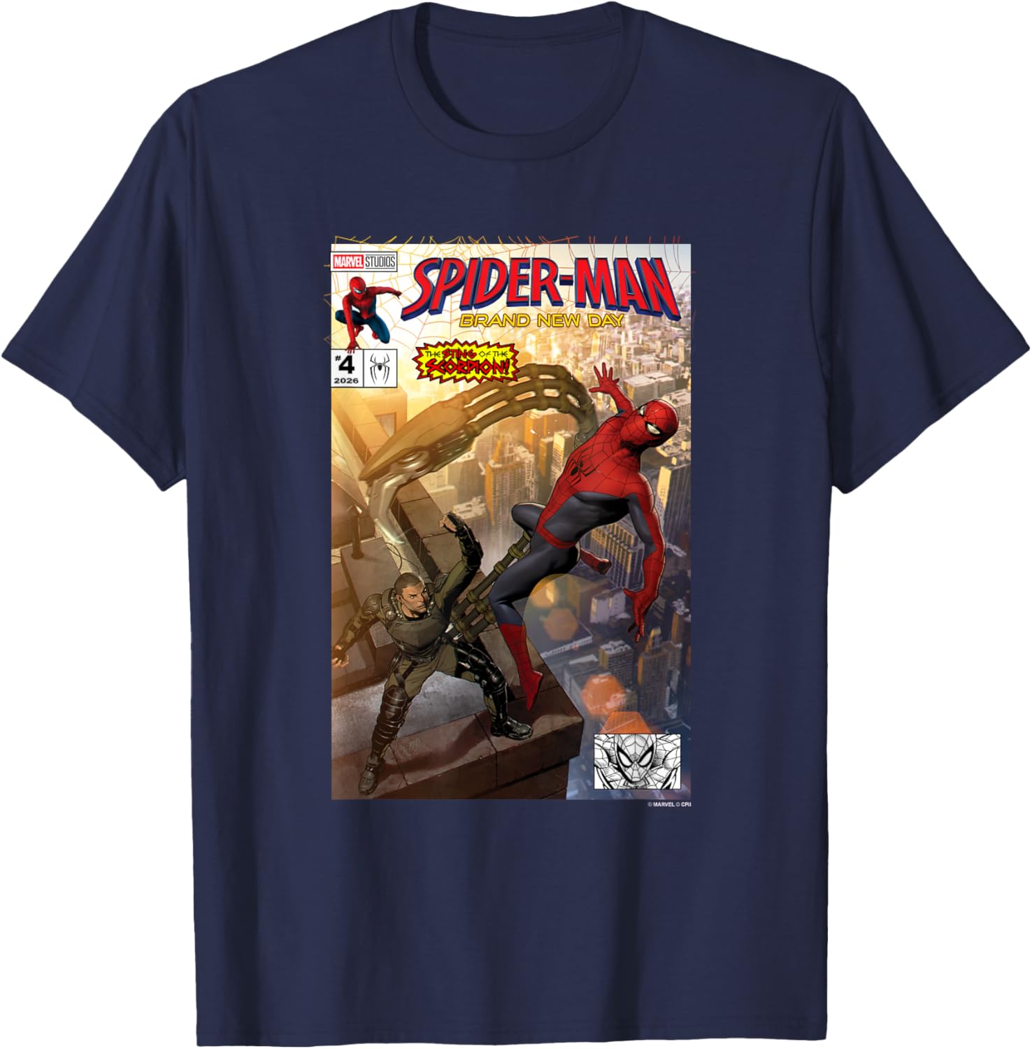 Marvel Spider-Man: New Day The Sting of The Scorpion T-Shirt - T-Shirt | Navy