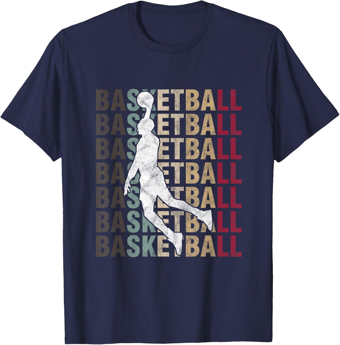 Retro Basketball Typography BBall Player Sports T-Shirt - T-Shirt | Navy
