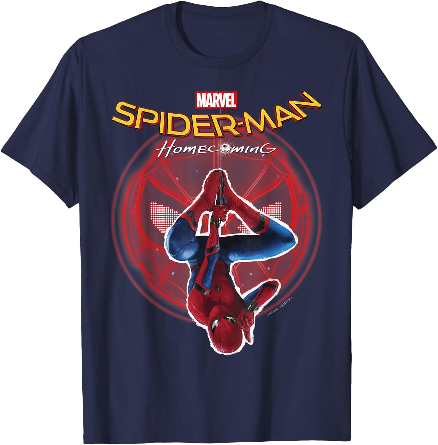 Marvel Spider-Man Homecoming Hanging Upside Down T-Shirt - T-Shirt | Navy