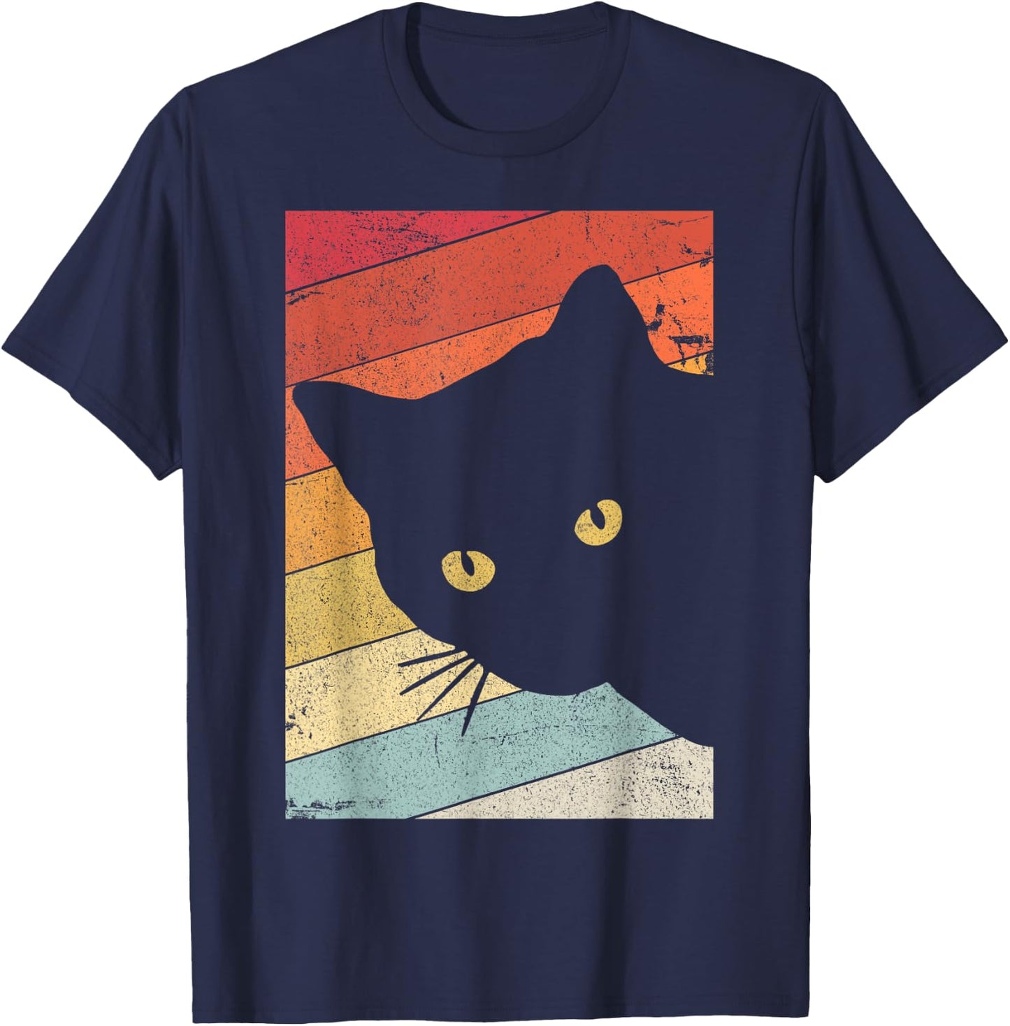 Cat Shirt. Retro Style Women Girls Kids T-Shirt - T-Shirt | Navy