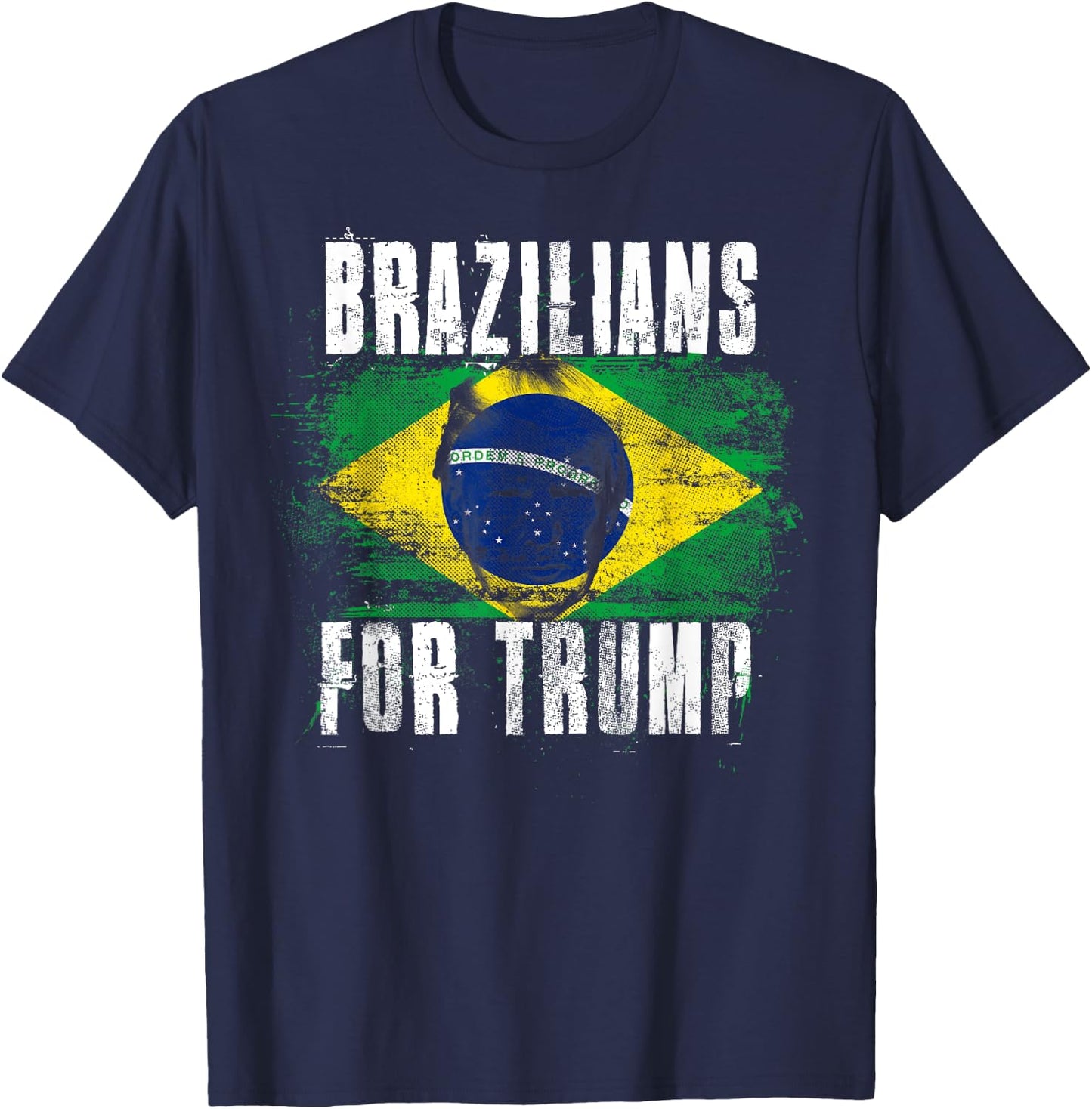 Brazilians For Trump - American and Brazil Patriotic Women Kids Men T-Shirt - T-Shirt | Navy