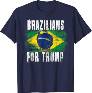 Brazilians For Trump - American and Brazil Patriotic Women Kids Men T-Shirt - T-Shirt | Navy