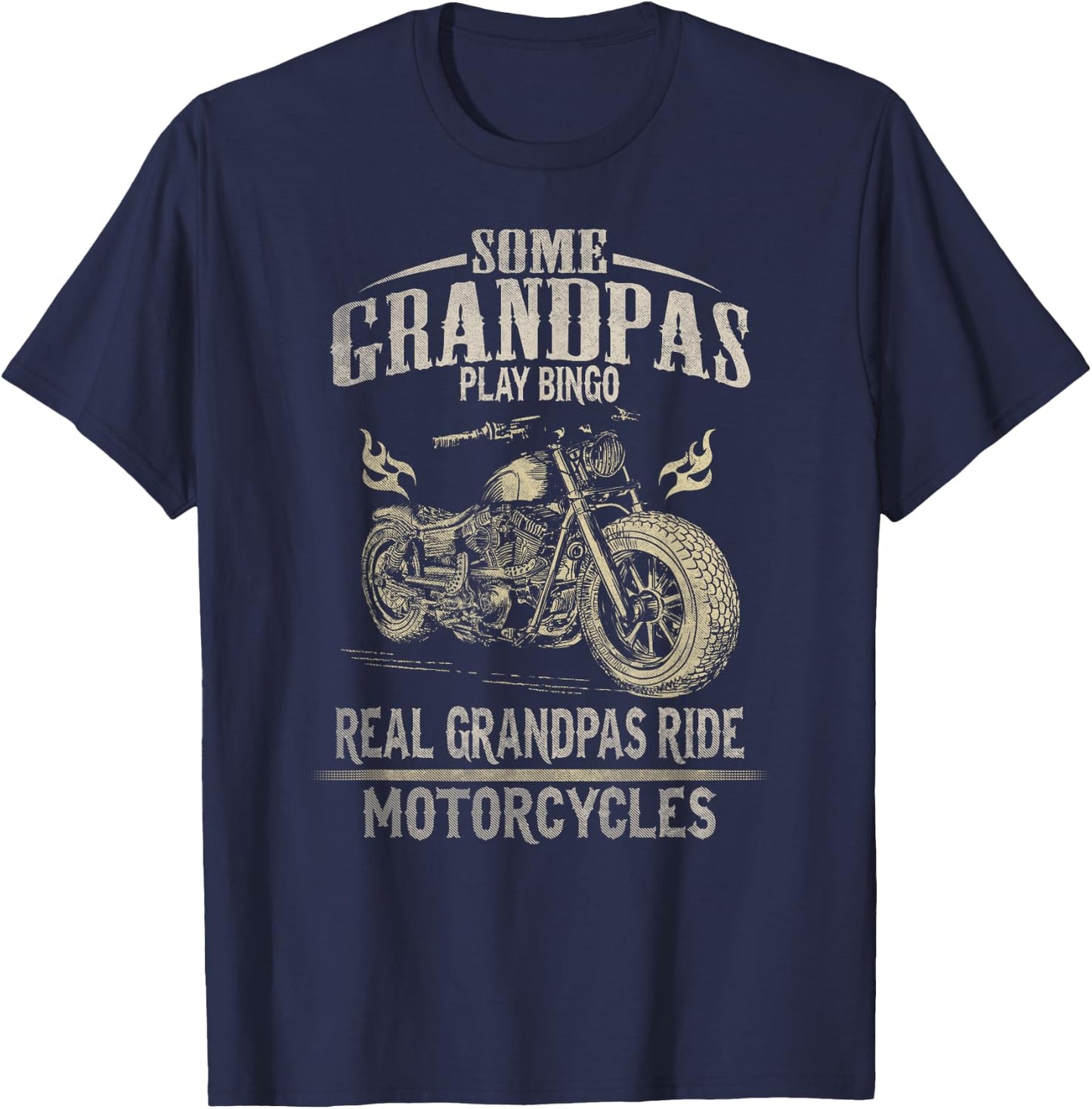 Real Grandpas Ride Motorcycle Biker Grandpa T-Shirt - T-Shirt | Navy