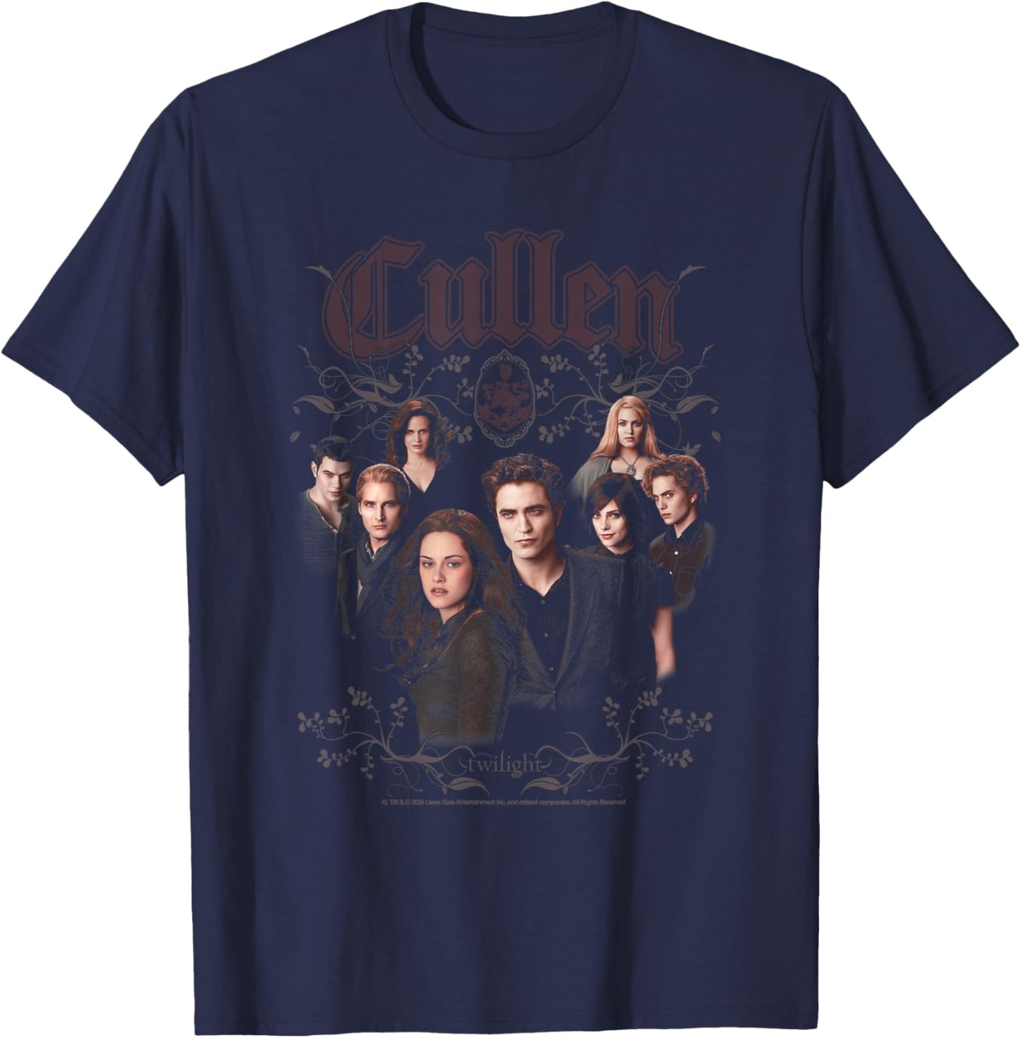 Twilight Cullen Family Portrait Filigree Frame Retro Movie T-Shirt - T-Shirt | Navy