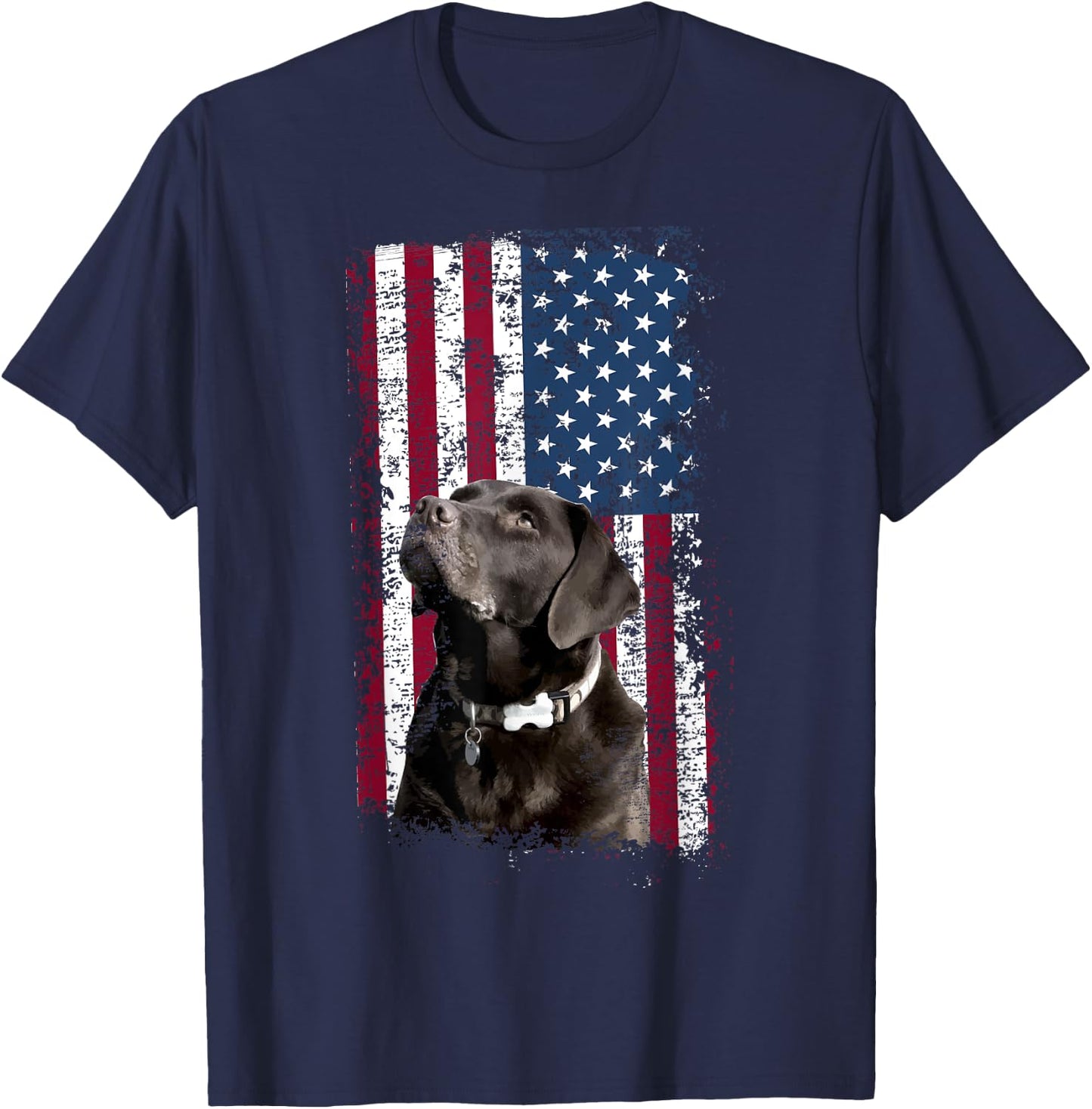 Patriotic USA Flag Black Labrador for Lab Owners T-Shirt - T-Shirt | Navy