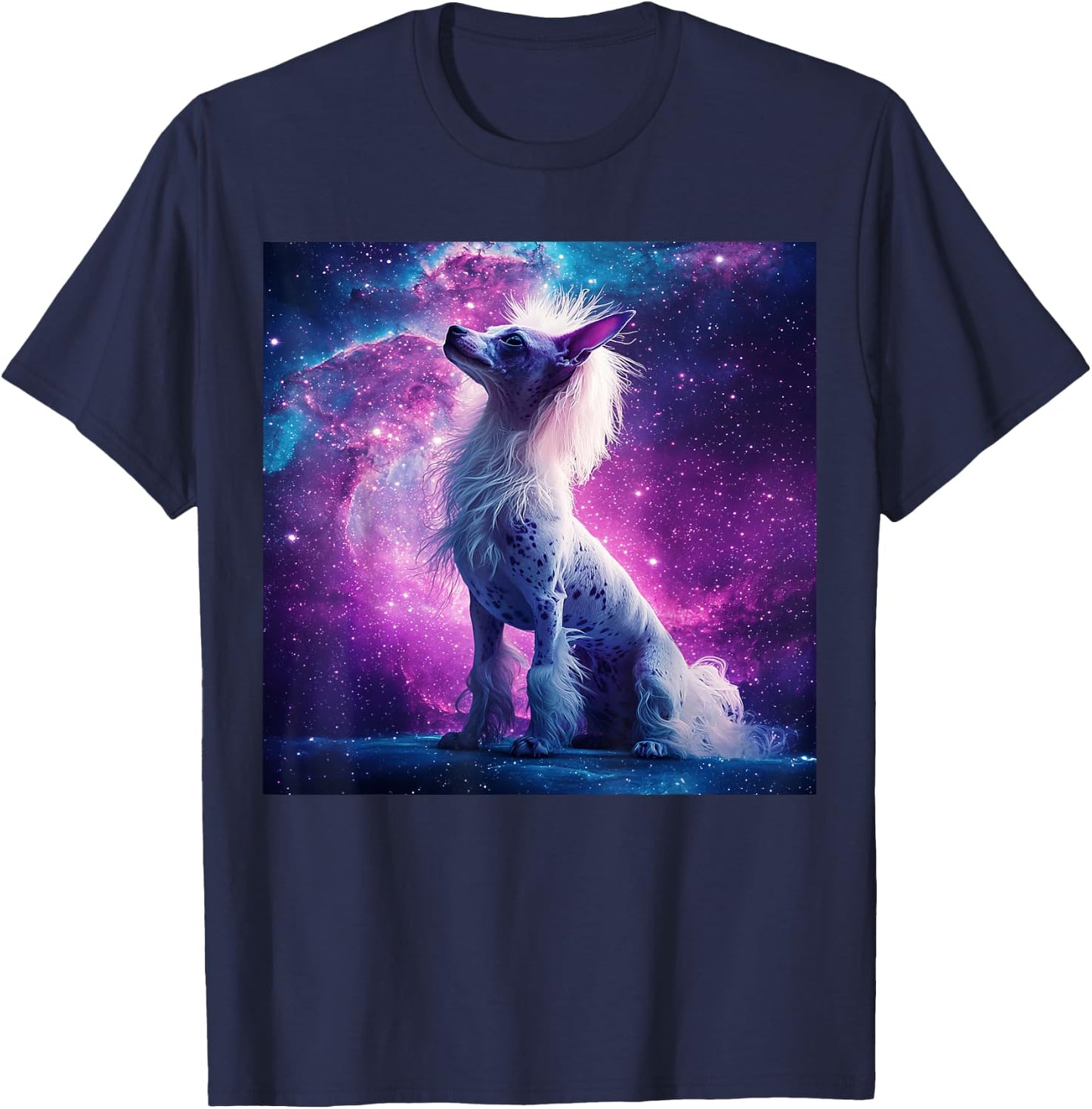 Chinese Crested Dog Magical Galaxy T-Shirt - T-Shirt | Navy