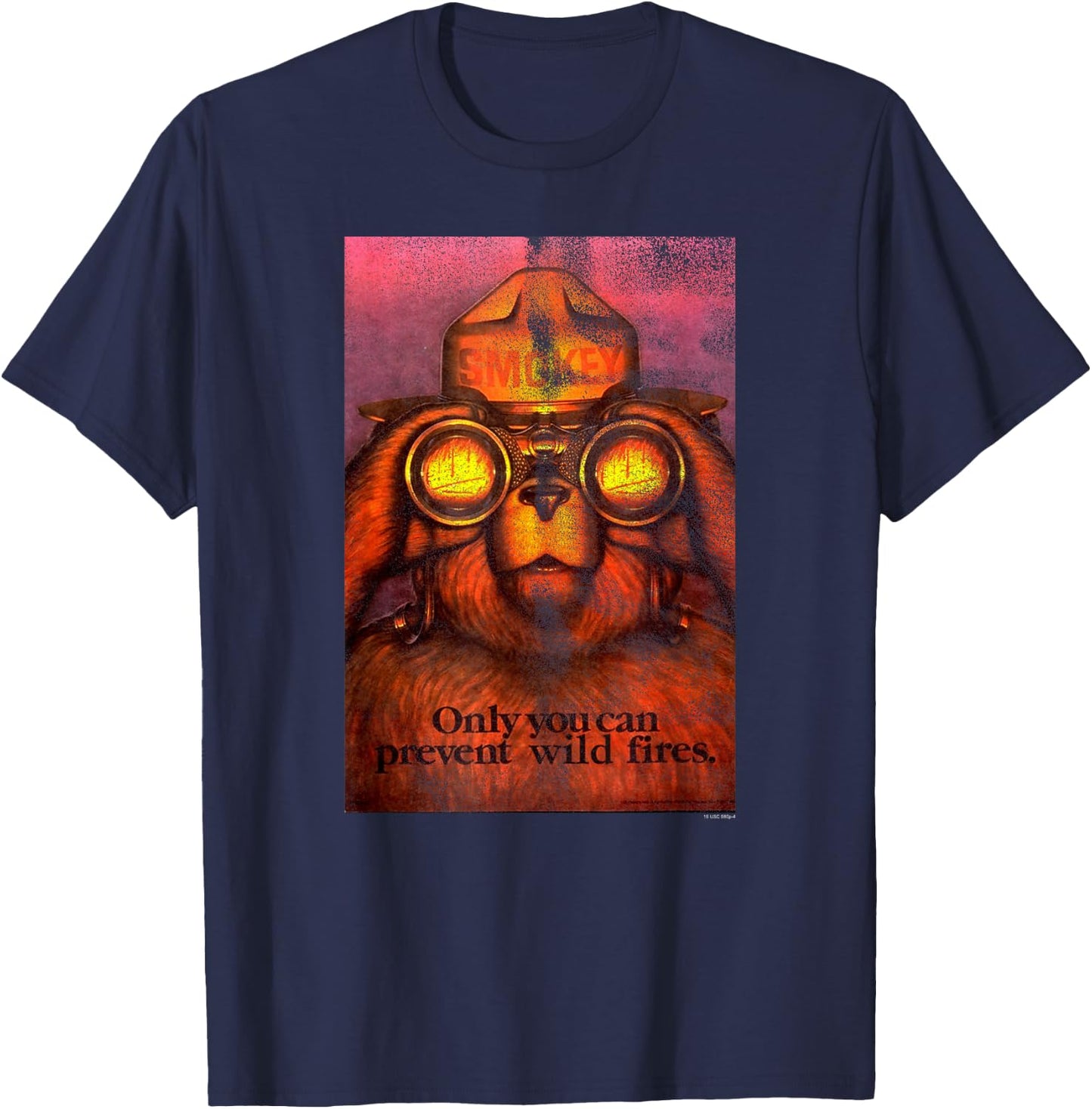 Smokey Bear Only You Smokey with Binoculars PSA T-Shirt - T-Shirt | Navy