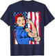 Rosie The Riveter Feminist Patriotic USA Flag 4th of July T-Shirt - T-Shirt | Navy