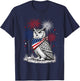 Owl America's 250th Patriotic Fireworks Animal Lovers T-Shirt - T-Shirt | Navy