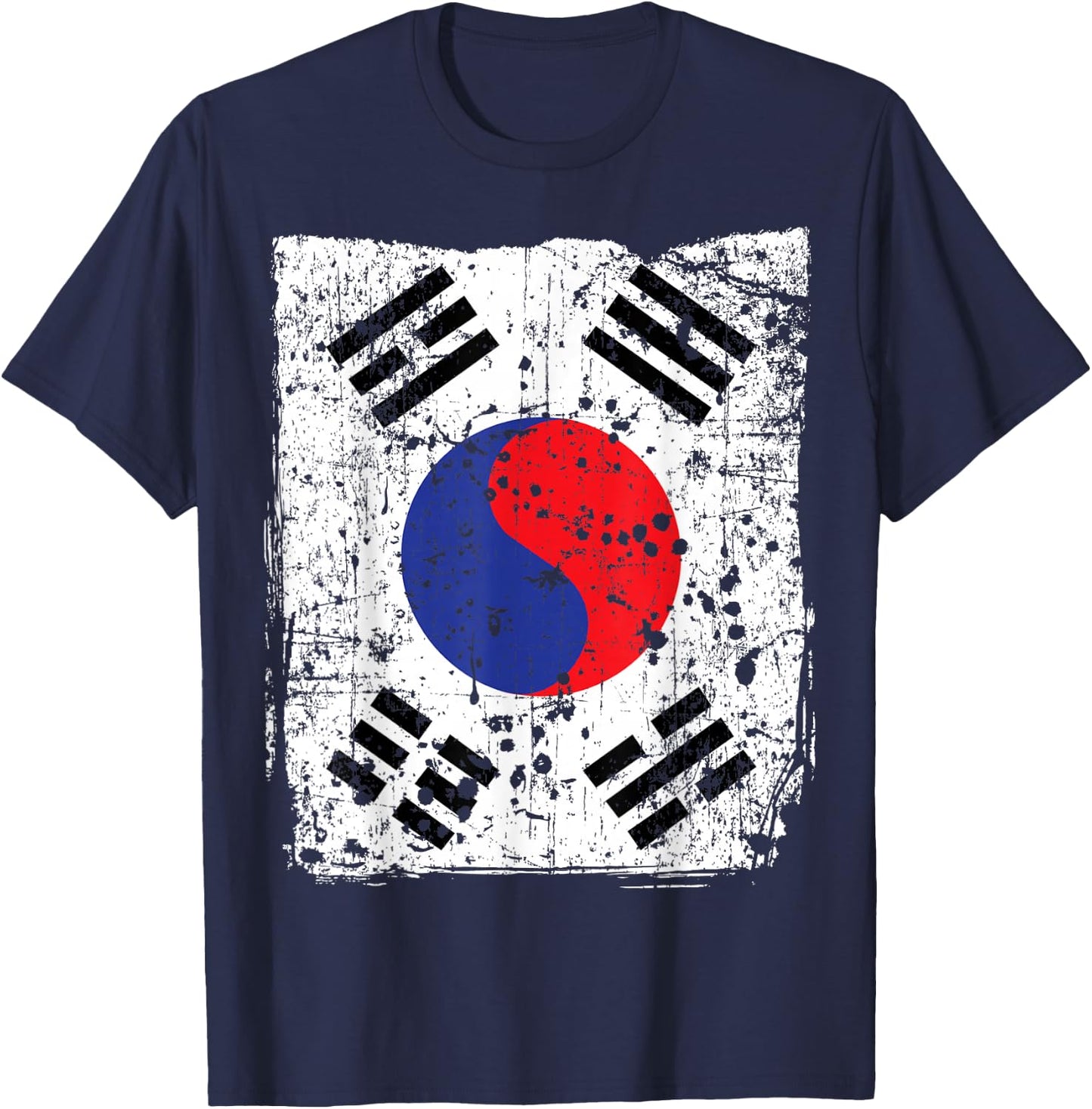 Faded Korean Flag, Distressed Flag of Korea T-Shirt - T-Shirt | Navy