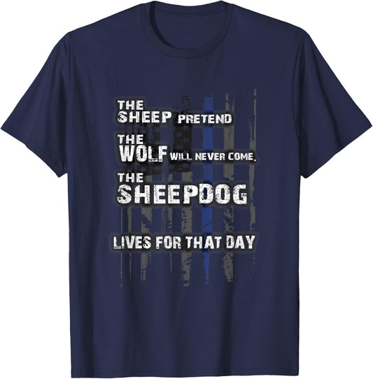 The Sheep Pretend the Wolf will never come.... T-Shirt - T-Shirt | Navy