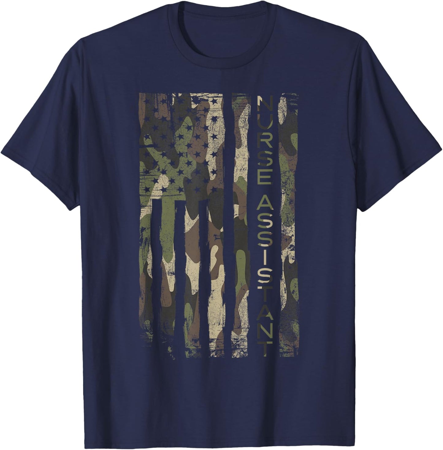 Camouflage CNA NURSING ASSISTANT Patriotic USA Flag T-Shirt - T-Shirt | Navy