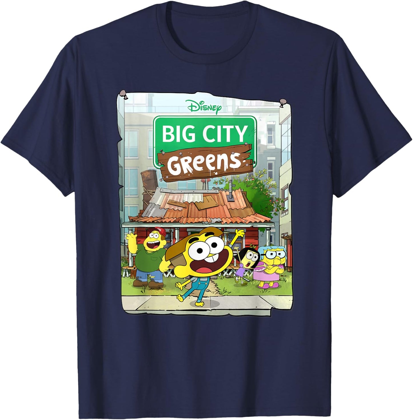 Disney Big City Greens Poster Cricket and Family T-Shirt - T-Shirt | Navy