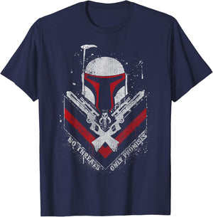 Star Wars Boba Fett No Threats Only Promises T-Shirt - T-Shirt | Navy