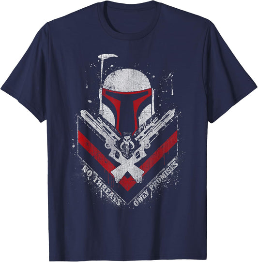 Star Wars Boba Fett No Threats Only Promises T-Shirt - T-Shirt | Navy