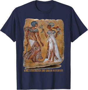 King Akhenaten and Queen Nefertiti Old Egyptian gift T-Shirt - T-Shirt | Navy