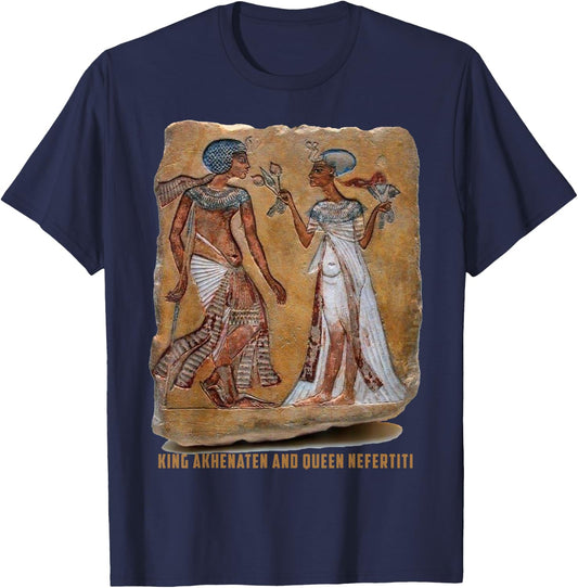 King Akhenaten and Queen Nefertiti Old Egyptian gift T-Shirt - T-Shirt | Navy