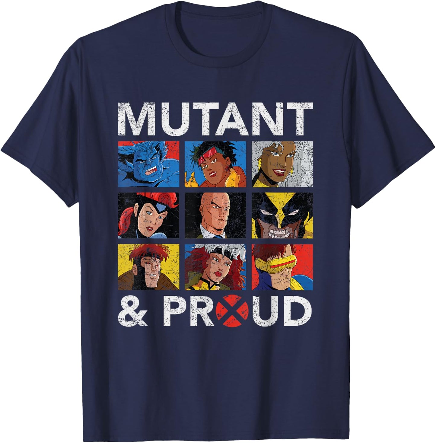Marvel X-Men Mutant & Proud Retro T-Shirt - T-Shirt | Navy