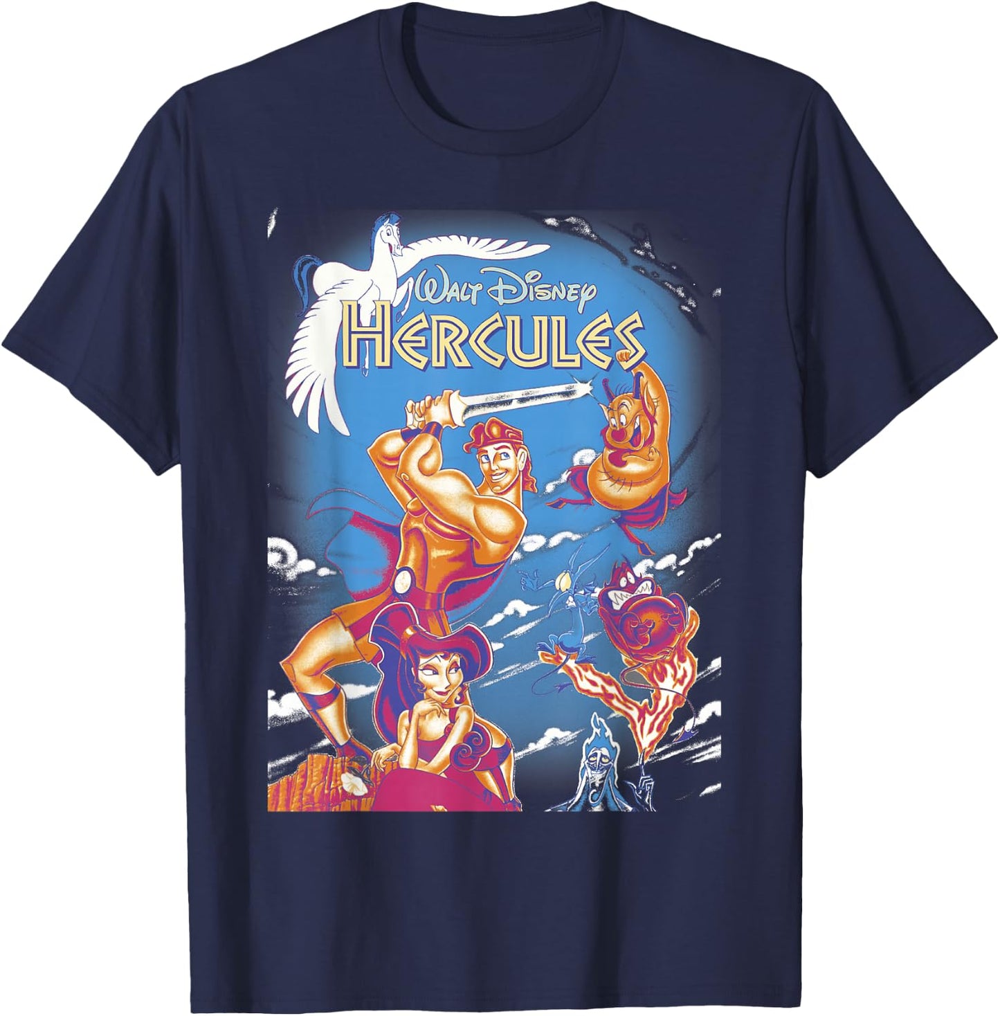 Disney Hercules Main Cast Movie Cover Graphic T-Shirt - T-Shirt | Navy