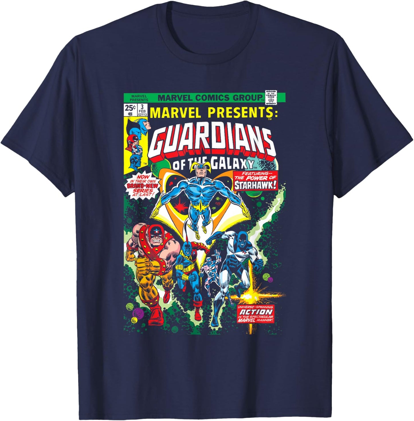 Marvel Guardians of The Galaxy Retro Comic Cover T-Shirt - T-Shirt | Navy
