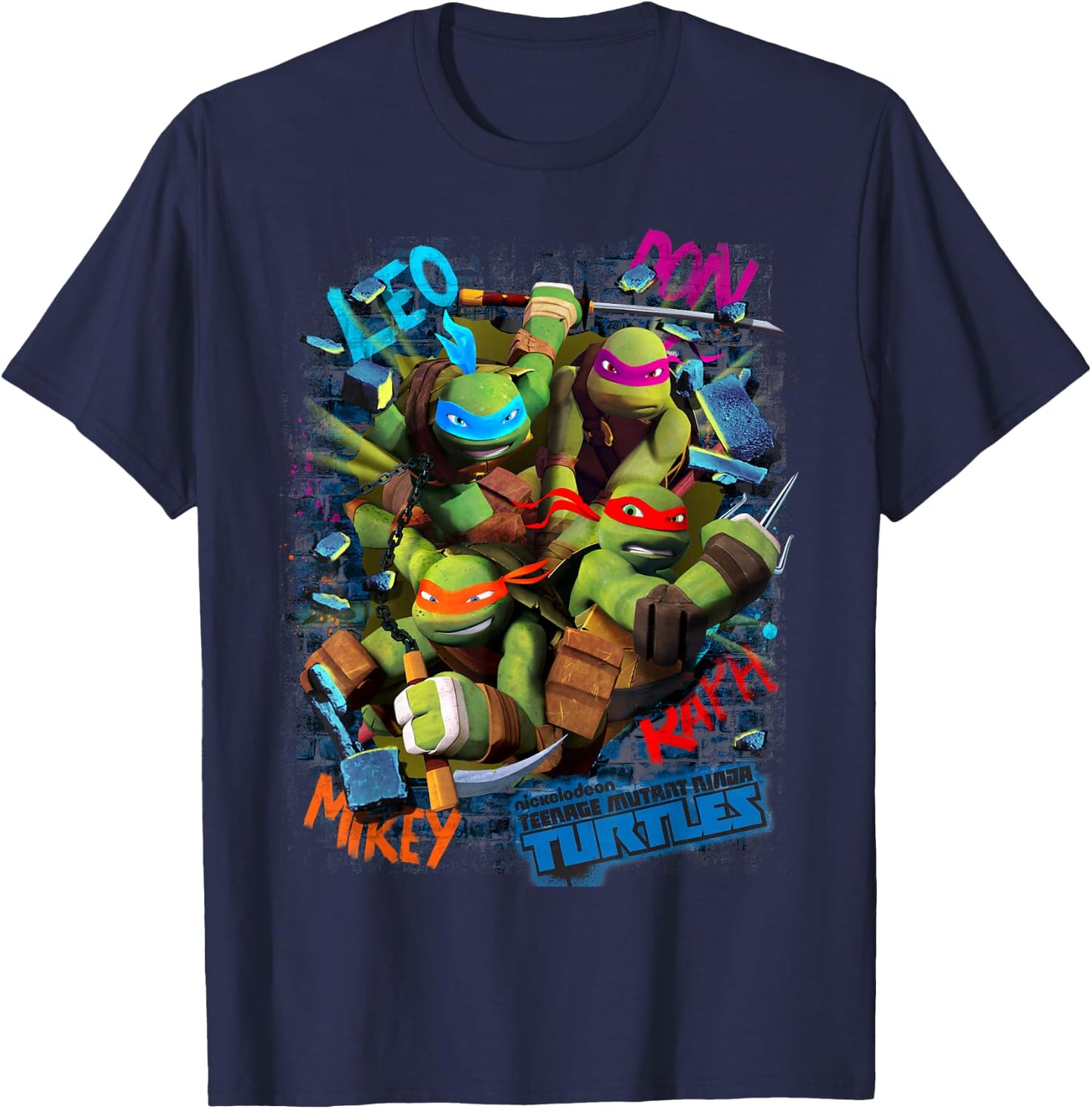 Teenage Mutant Ninja Turtles Graffiti Style Graphic T-Shirt - T-Shirt | Navy