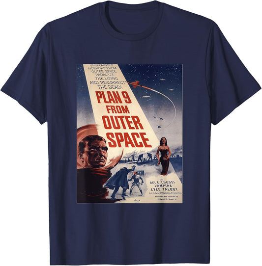 PLAN 9 FROM OUTER SPACE Sci-fi Sience Vintage Poster B Movie T-Shirt - T-Shirt | Navy